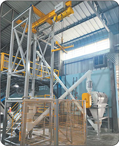 Sistema de recepção, segurança, limpeza e dosagem de produto